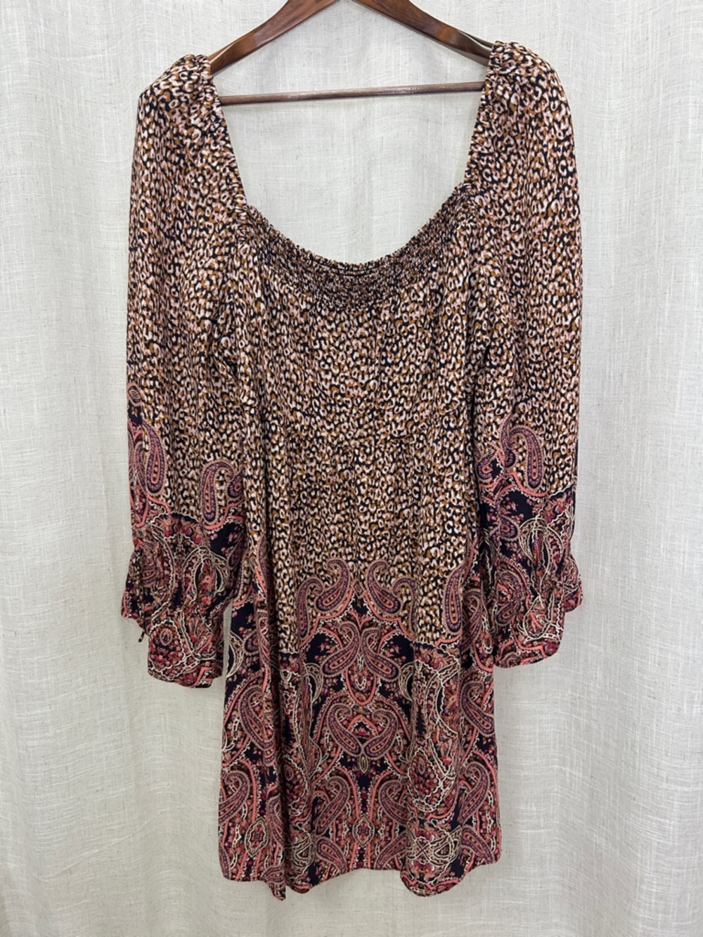 Anthropologie Maeve Smocked Square Neck Boho Dress Size X-Large